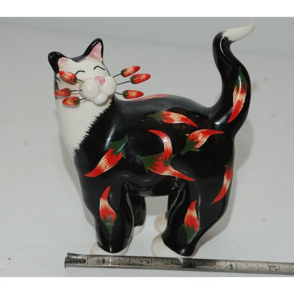 Hot Pepper Cat by Amy Lacombe 2002 Willets Designs #86058 signed Red black - Picture 1 of 6